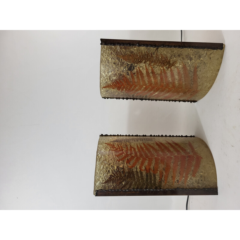 Pair of vintage Accolay wall lamps in resin and copper, 1970