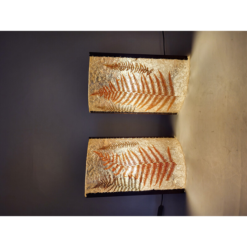 Pair of vintage Accolay wall lamps in resin and copper, 1970