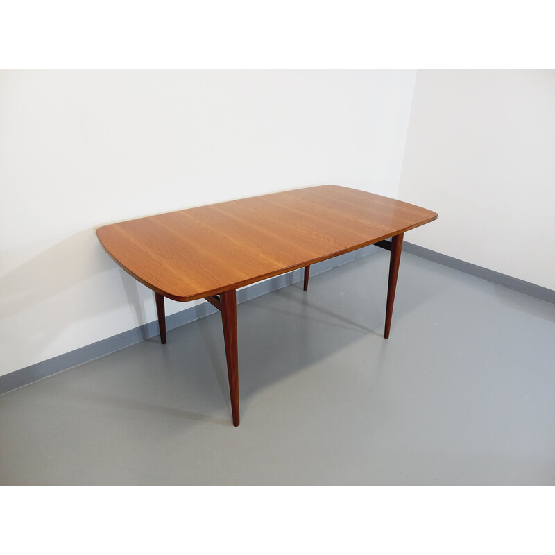 Table scandinave vintage en teck avec rallonges, 1950-1960