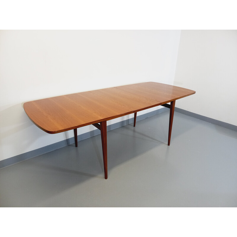 Table scandinave vintage en teck avec rallonges, 1950-1960