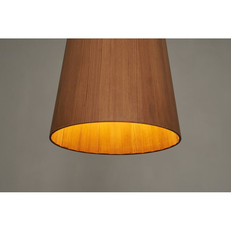 Vintage pinewood 'Conus' pendant lamp by Jørgen Wolff, Sweden 1960