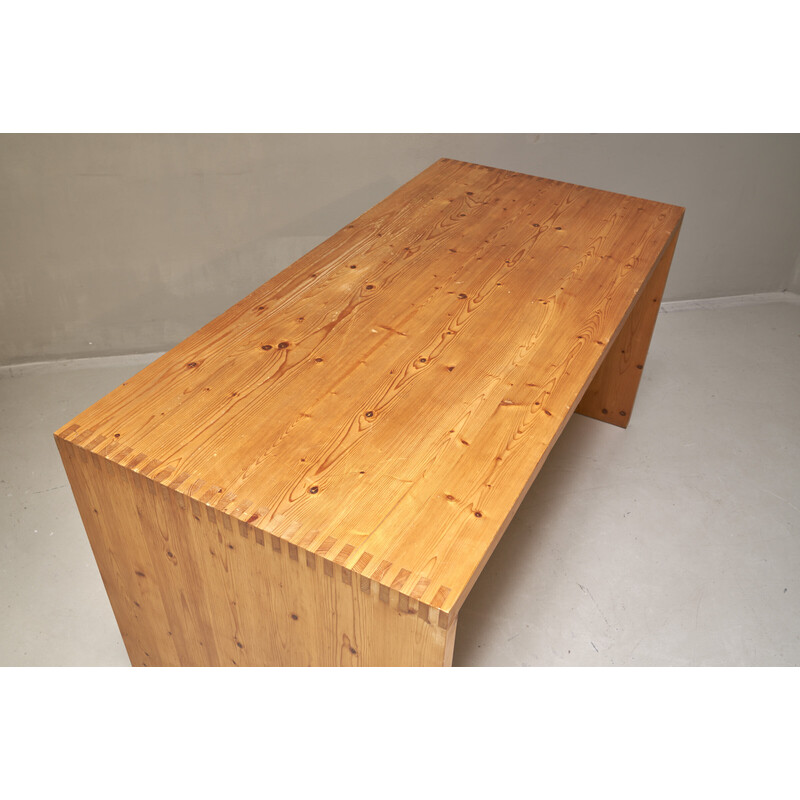 Vintage solid pine desk by Ate Van Apeldoorn for Houtwerk Hattem, Netherlands 1970