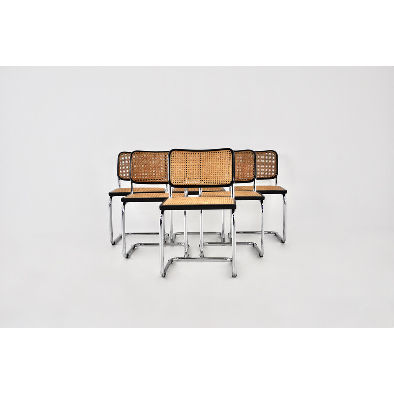 Set di 6 sedie vintage in metallo e legno di Marcel Breuer
