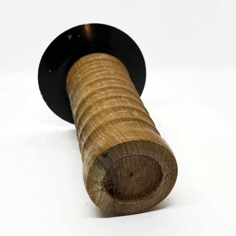 Vintage candlestick in wood and steel, Germany