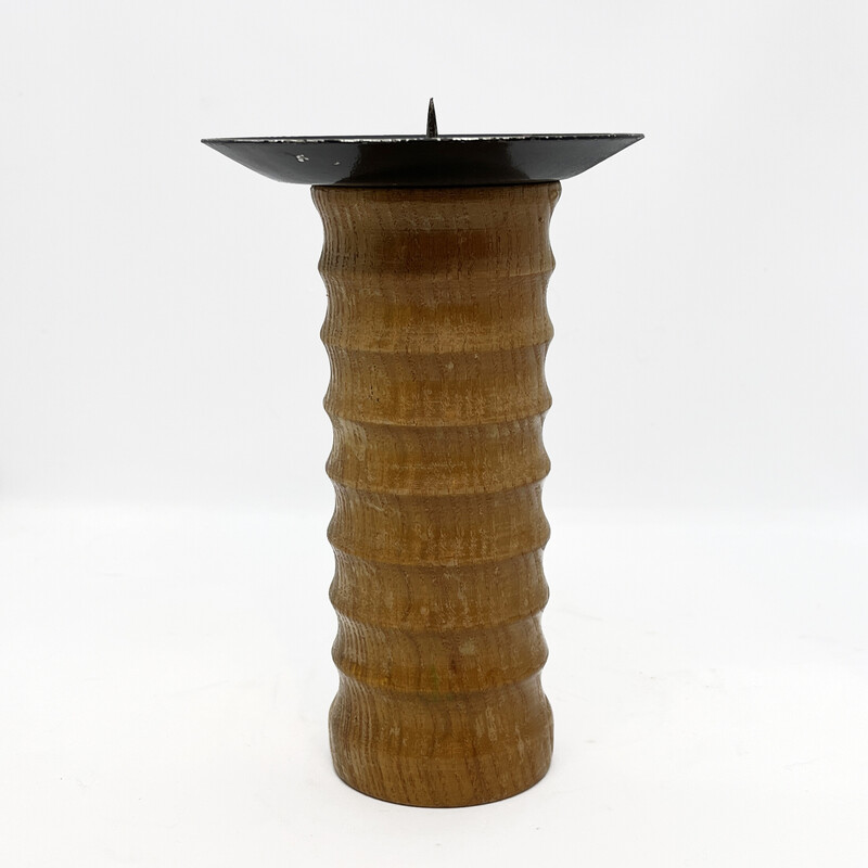 Vintage candlestick in wood and steel, Germany