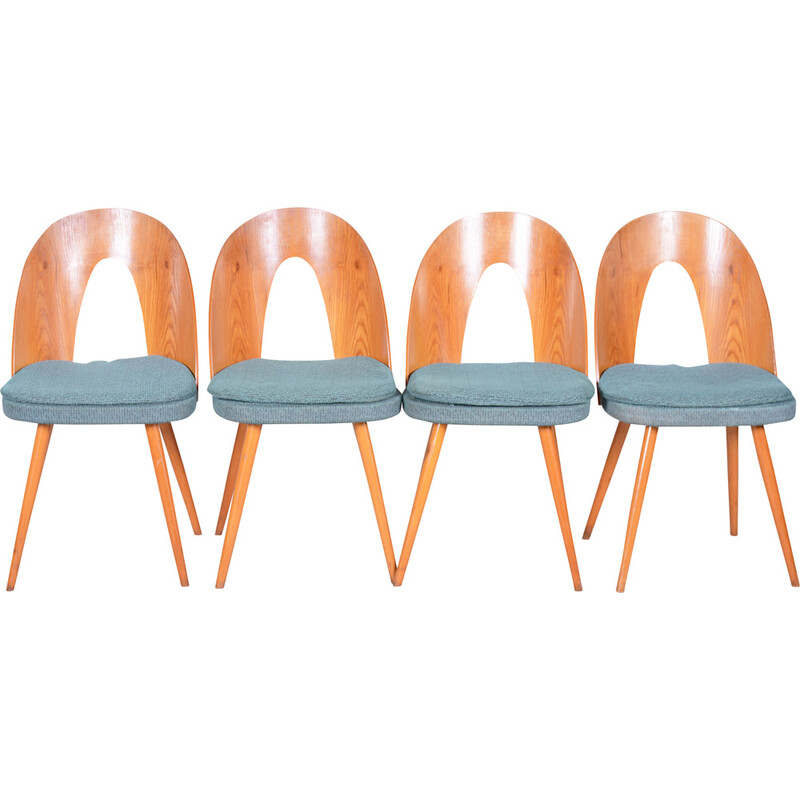 Set van 4 vintage Bauhaus stoelen in essenhout van Antonin Suman, Tsjechië 1930