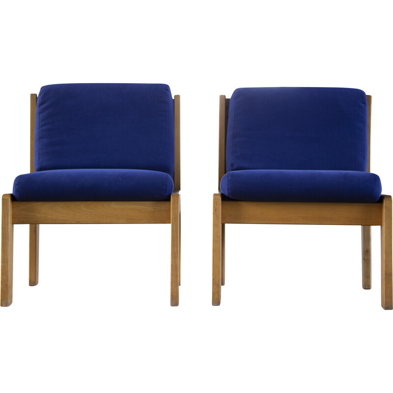 Pair of vintage beechwood armchairs by André Sornay for Sornay, 1960