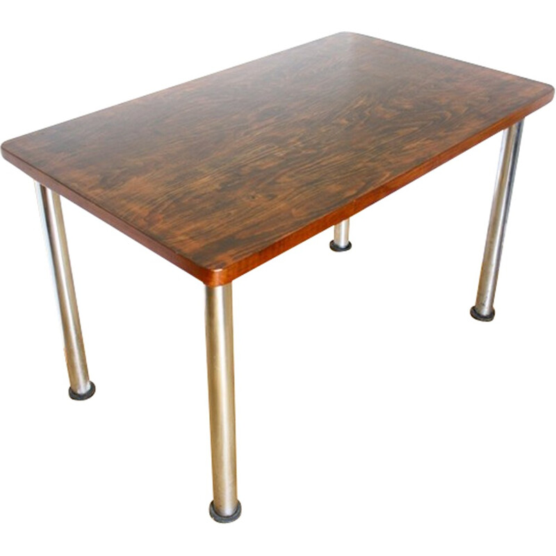 Functionalist table with chromed metal feet - 1950s