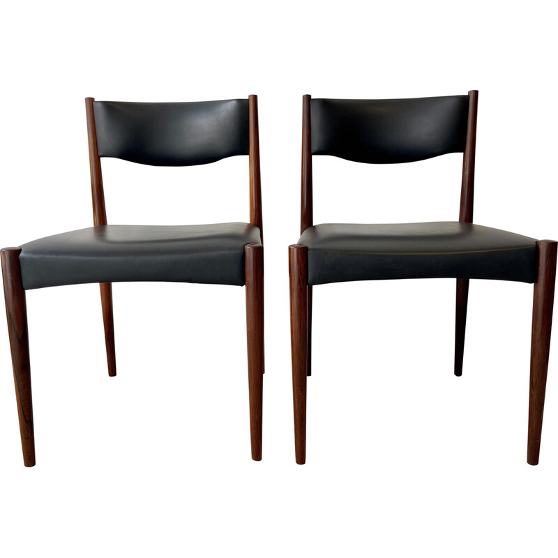 Vintage rosewood chairs with black vinyl