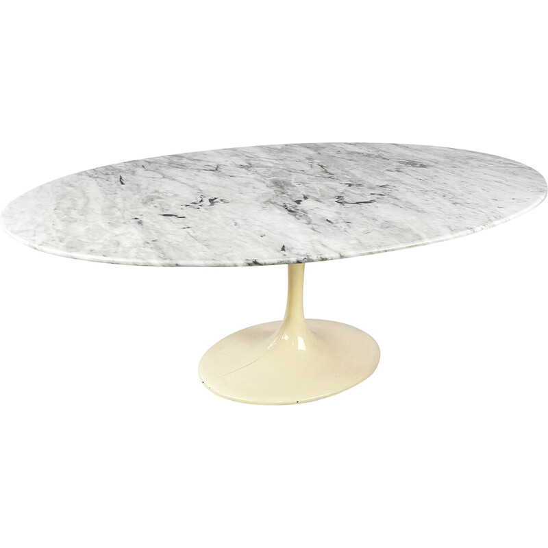 Vintage oval marble dining table, Italy 1960