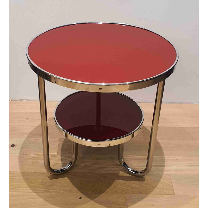 Vintage Bauhaus glass and aluminum coffee table