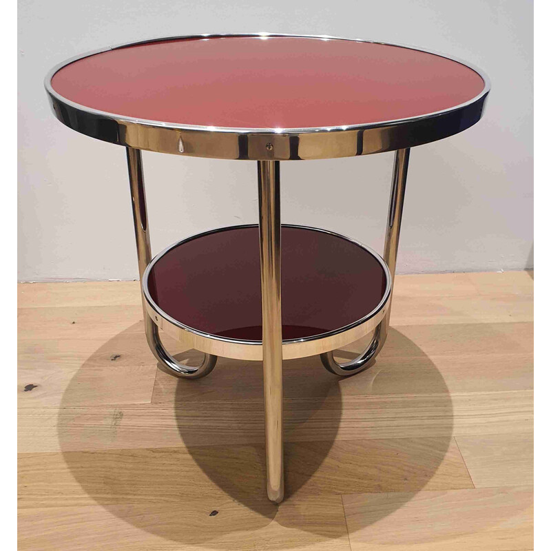 Mesa de centro Bauhaus vintage em vidro e alumínio