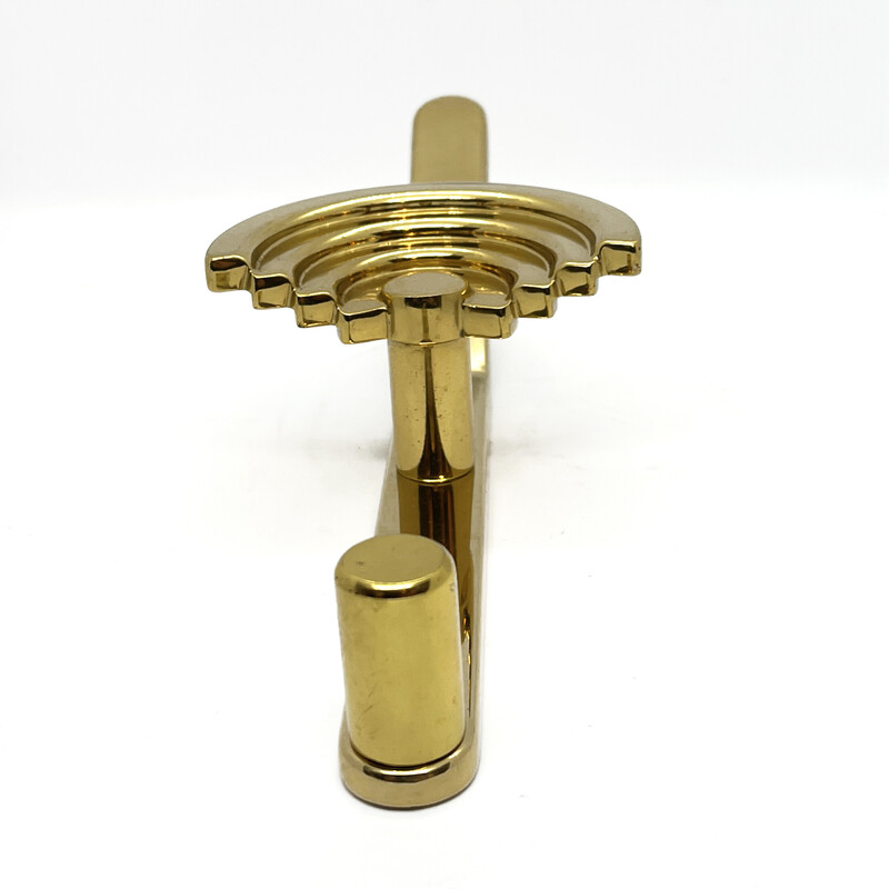 Vintage Art Deco brass wall coat rack, Austria 1970s