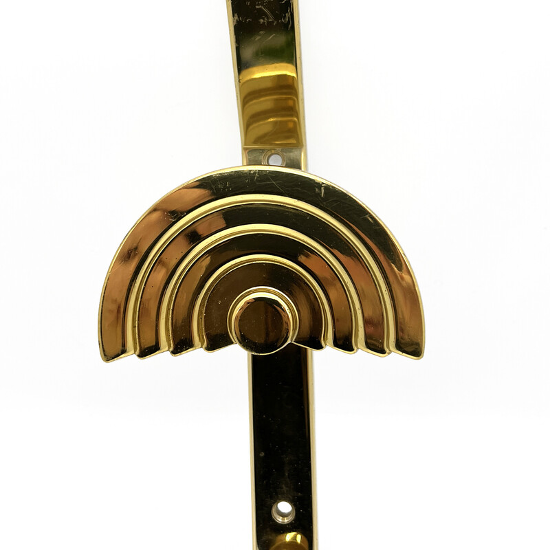 Vintage Art Deco brass wall coat rack, Austria 1970s