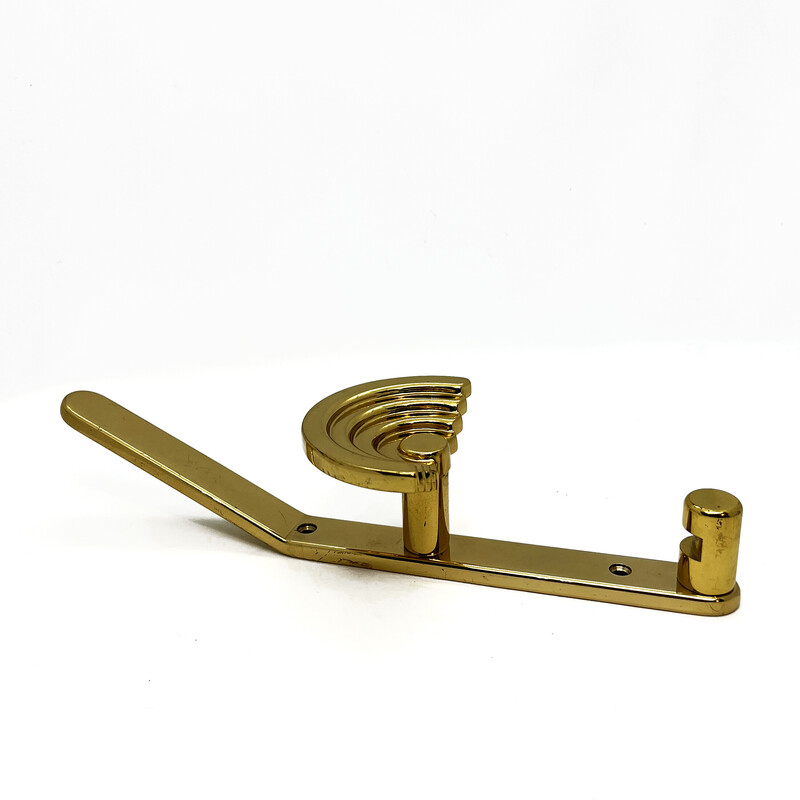 Vintage Art Deco brass wall coat rack, Austria 1970s