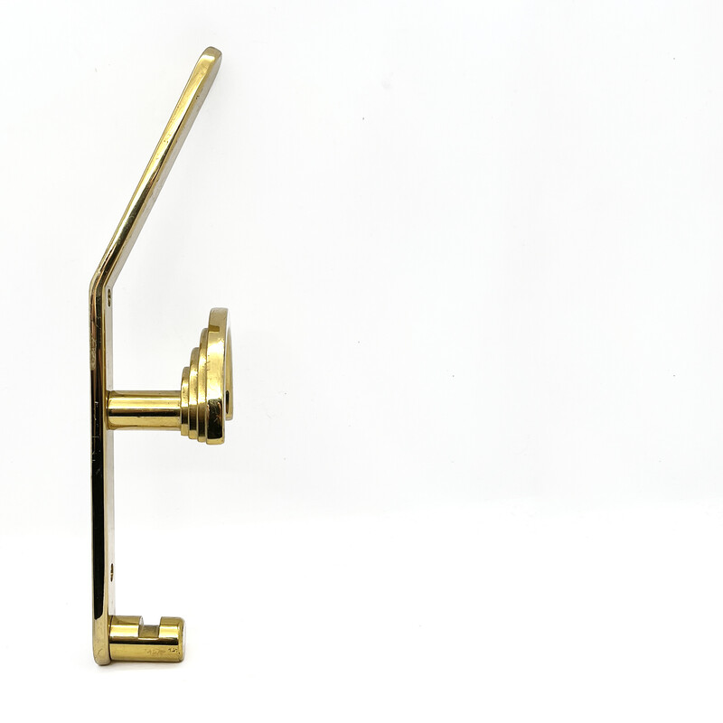 Vintage Art Deco brass wall coat rack, Austria 1970s