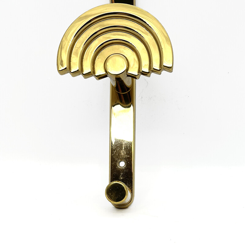 Vintage Art Deco brass wall coat rack, Austria 1970s