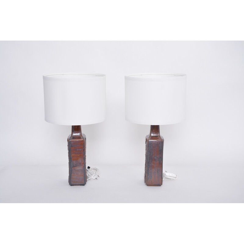 Paar Deense vintage keramische tafellampen van Desiree Stentoj