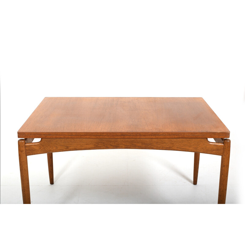 Mid century Danish teak and oakwood Demi Lune table, 1950s