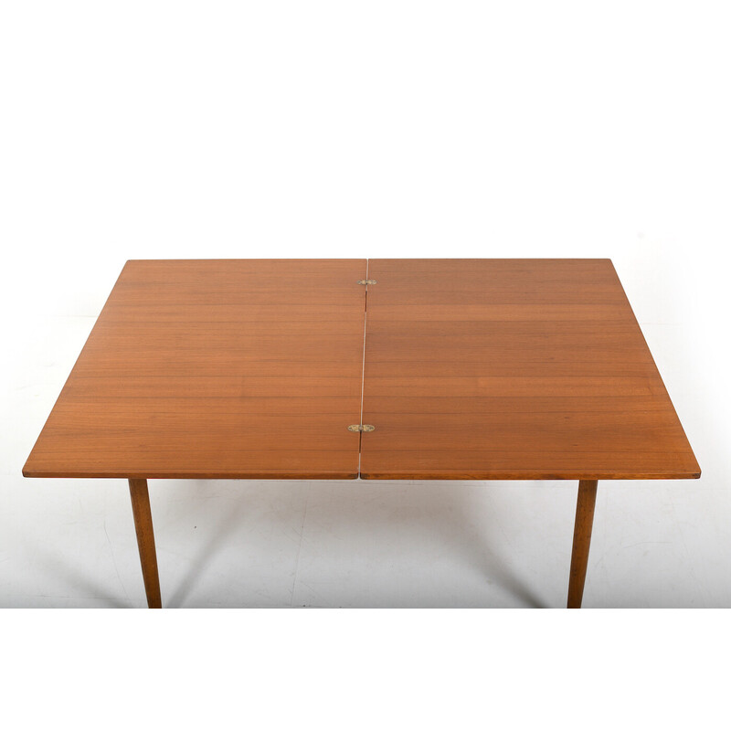 Table Demi Lune danoise vintage en teck et bois de chêne, 1950