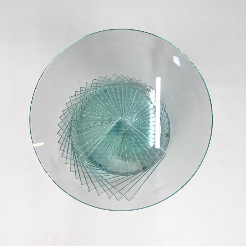 Mesa auxiliar vintage de cristal en espiral Ravello, años 80