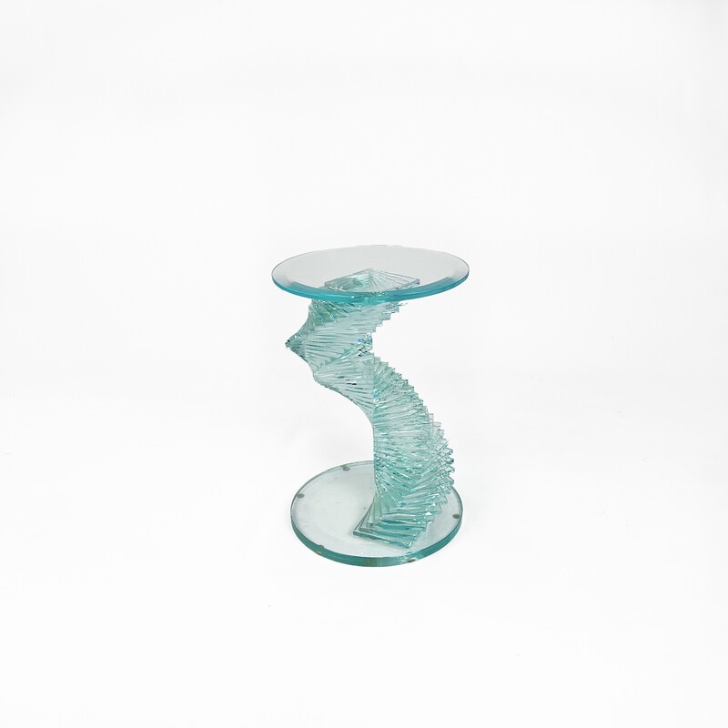 Vintage Ravello Spirale Glas Beistelltisch, 1980er Jahre