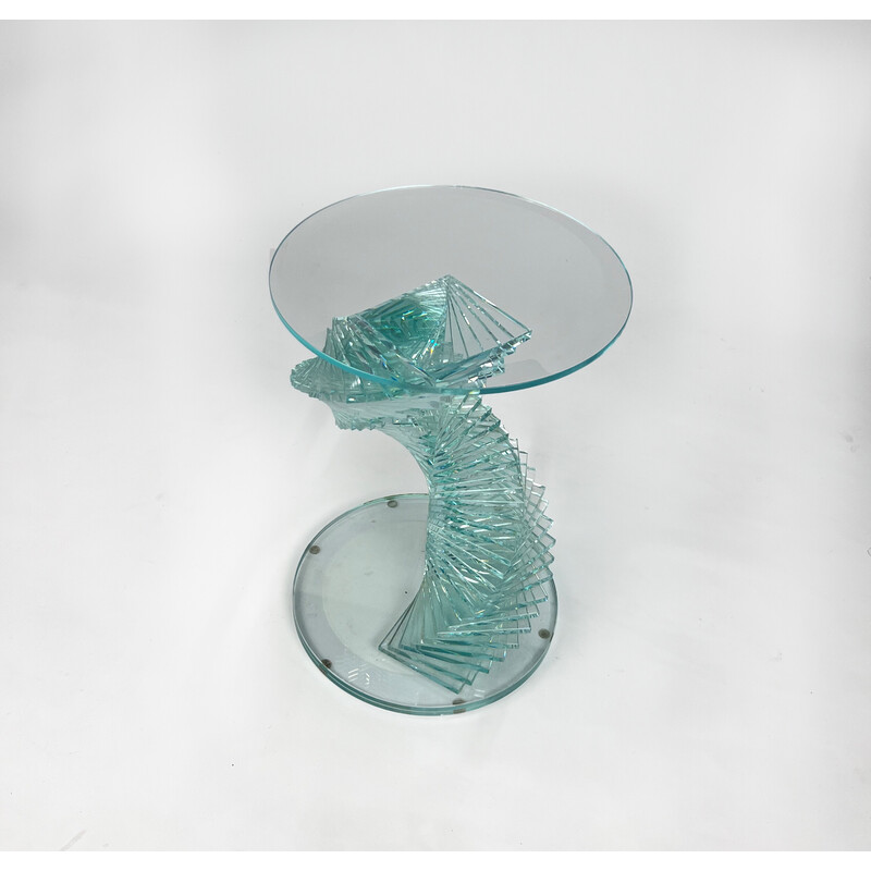 Vintage Ravello Spirale Glas Beistelltisch, 1980er Jahre