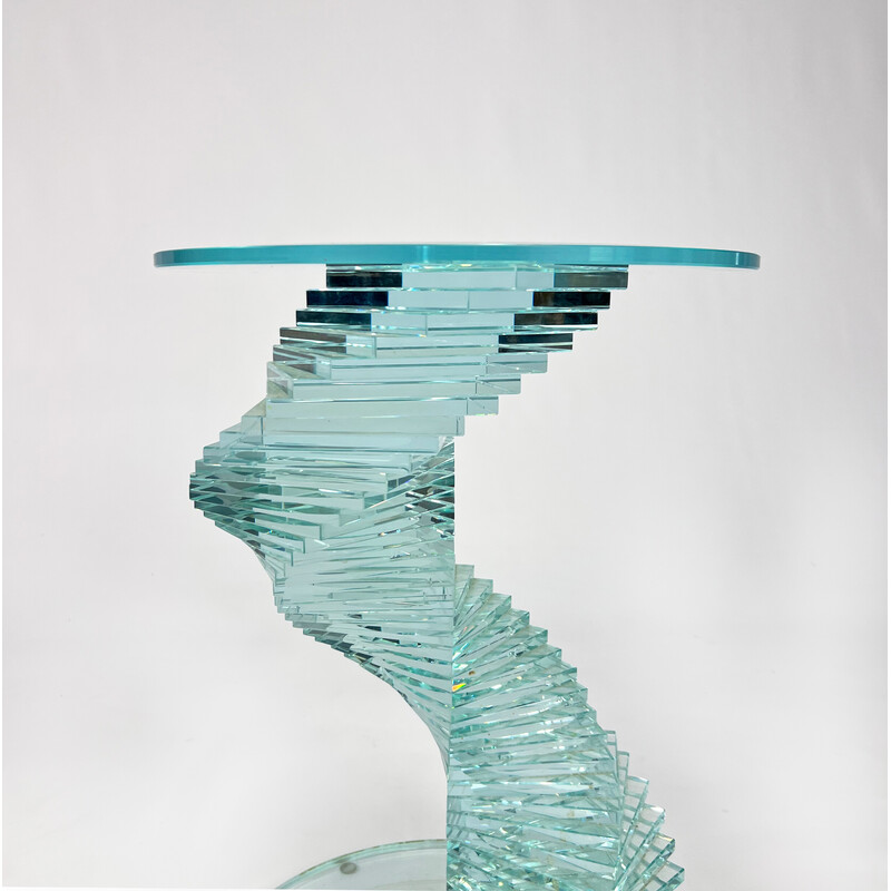 Tavolino vintage in vetro a spirale Ravello, anni '80