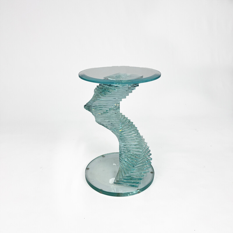 Vintage Ravello Spirale Glas Beistelltisch, 1980er Jahre