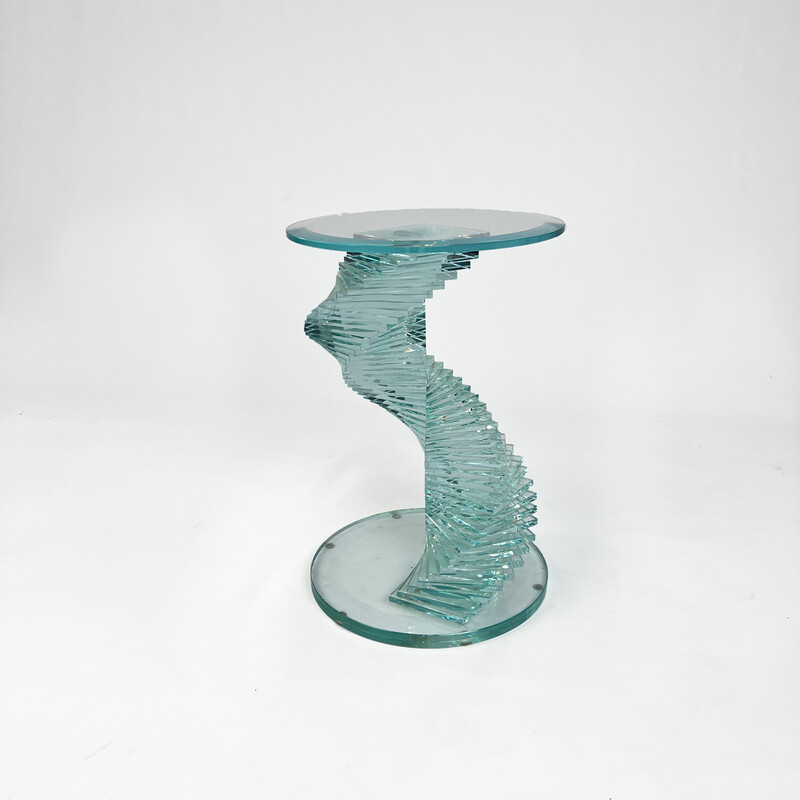 Table d'appoint vintage Ravello Spiral en verre, 1980