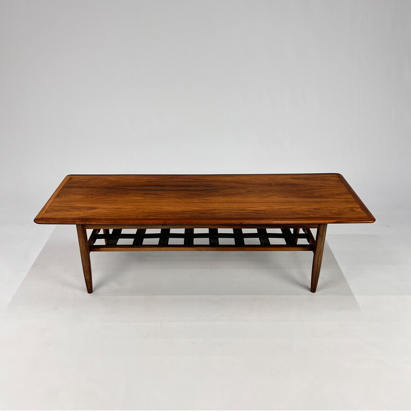 Mid century rosewood and leather coffee table by Topform, 1960s