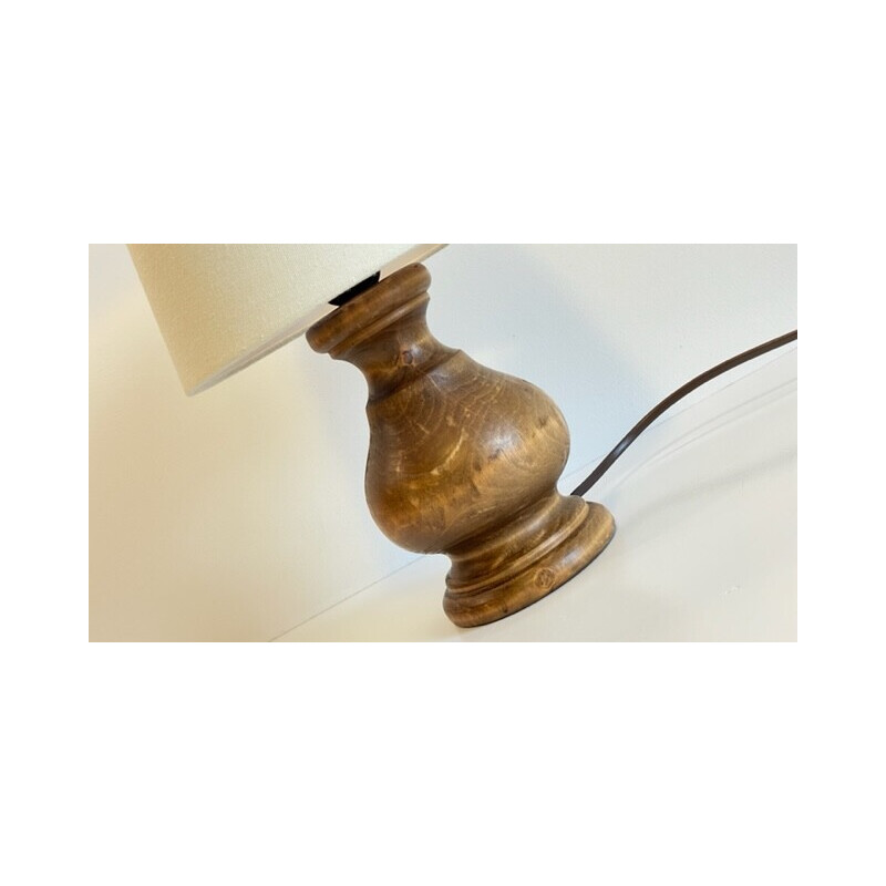 Vintage-Lampe aus gedrechseltem Holz