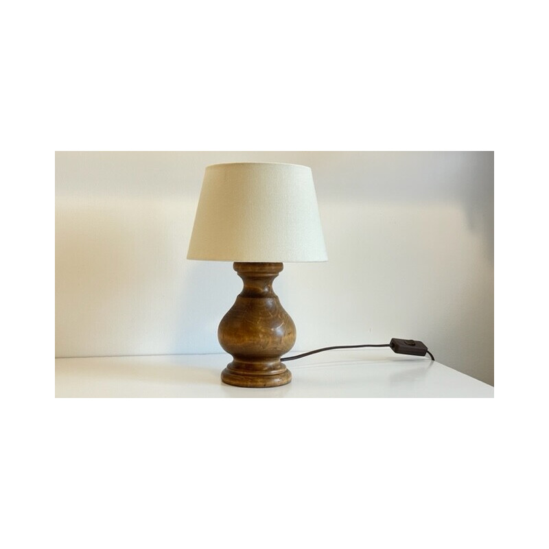 Vintage-Lampe aus gedrechseltem Holz