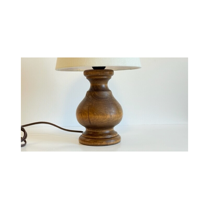 Vintage-Lampe aus gedrechseltem Holz