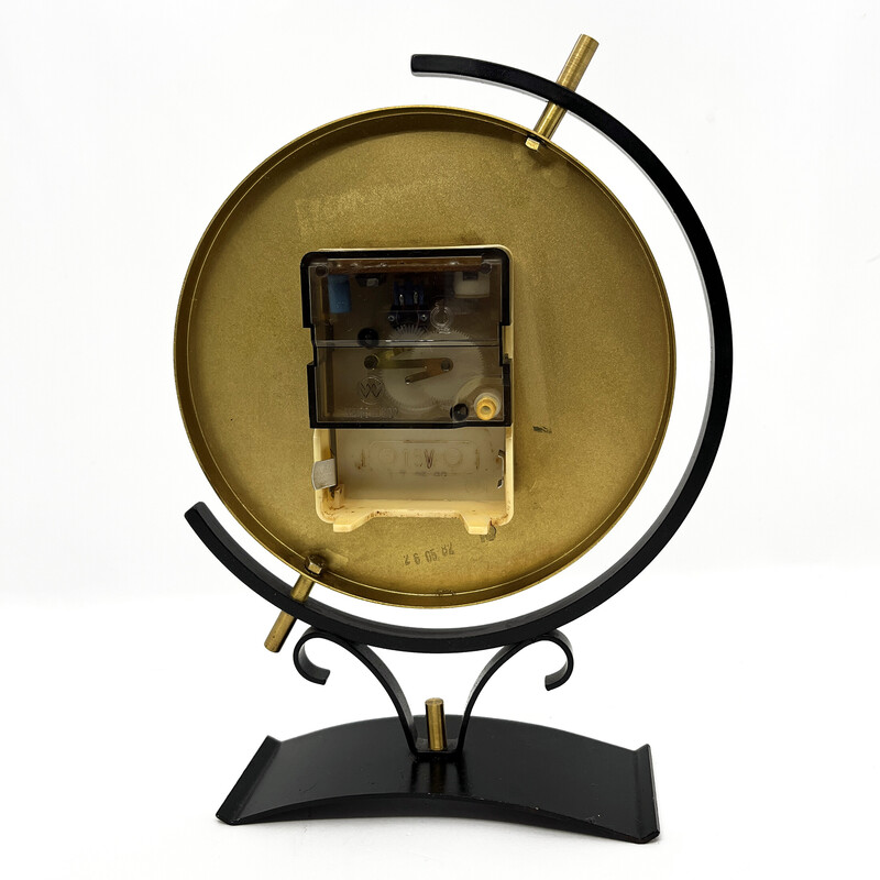 Vintage modernist brass mantel clock by Weimar, Germany 1970s