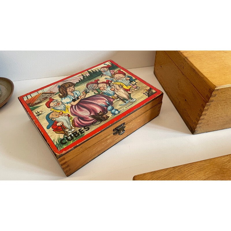 Set of 3 vintage wooden boxes with dovetail