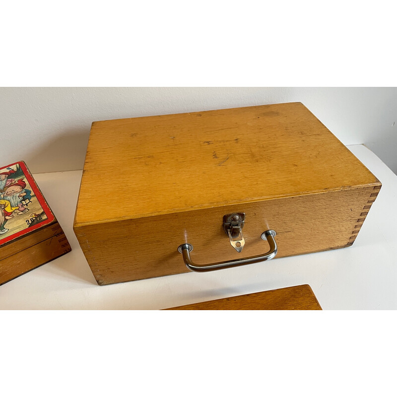 Set of 3 vintage wooden boxes with dovetail