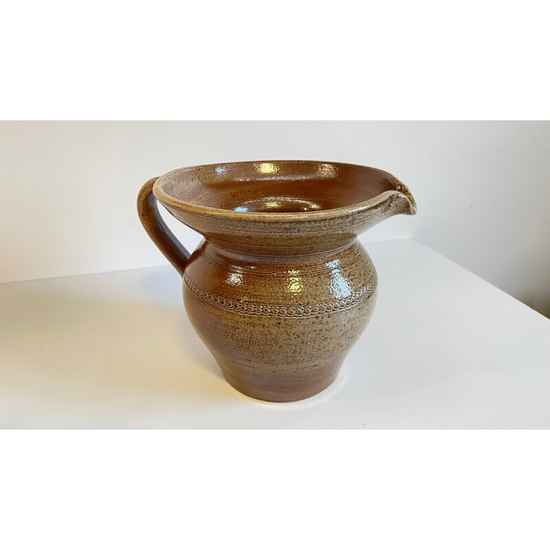 Vintage handcrafted pitcher in enamelled stoneware