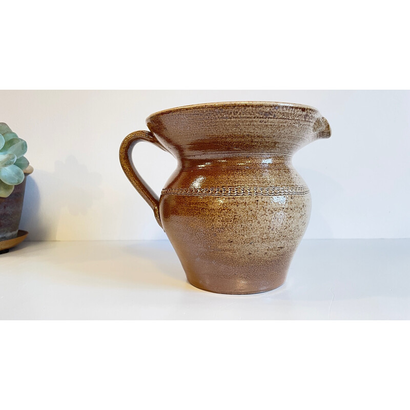 Vintage handcrafted pitcher in enamelled stoneware