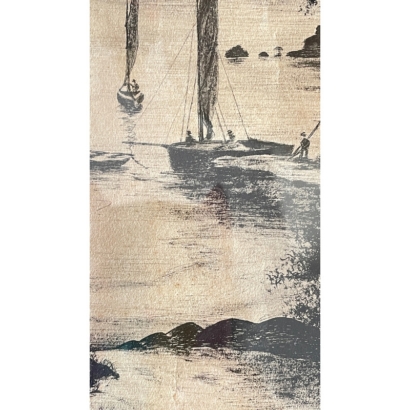 Tinta da china vintage sobre papel, 1927