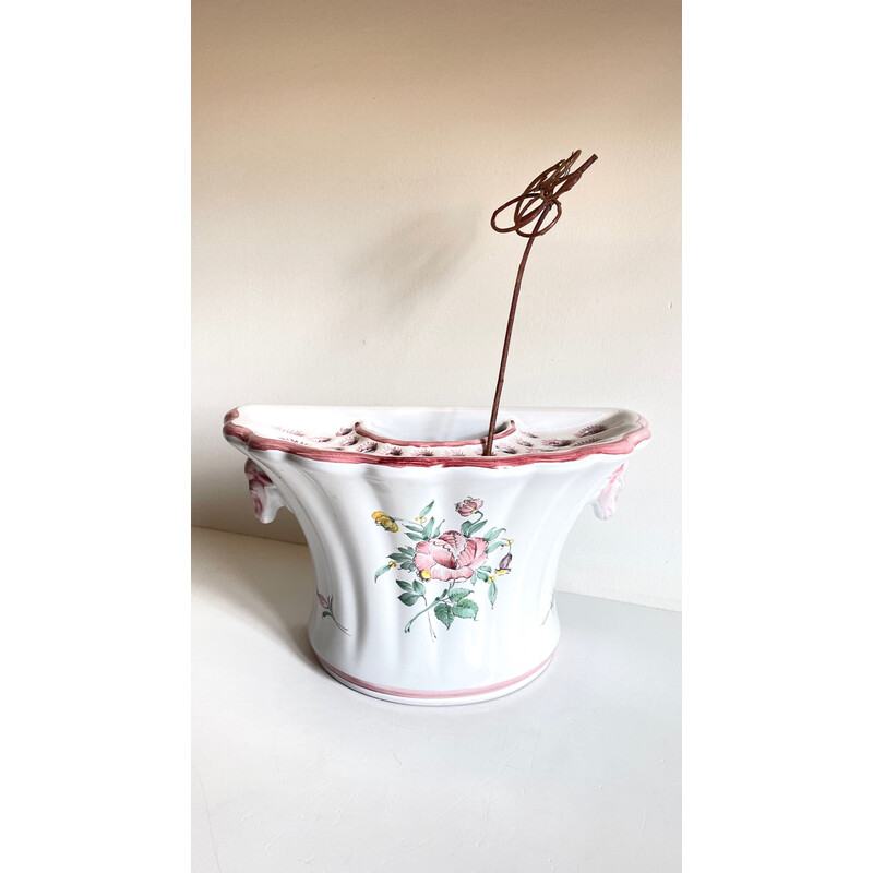 Vase pique-fleurs vintage en céramique de Segries Moustiers
