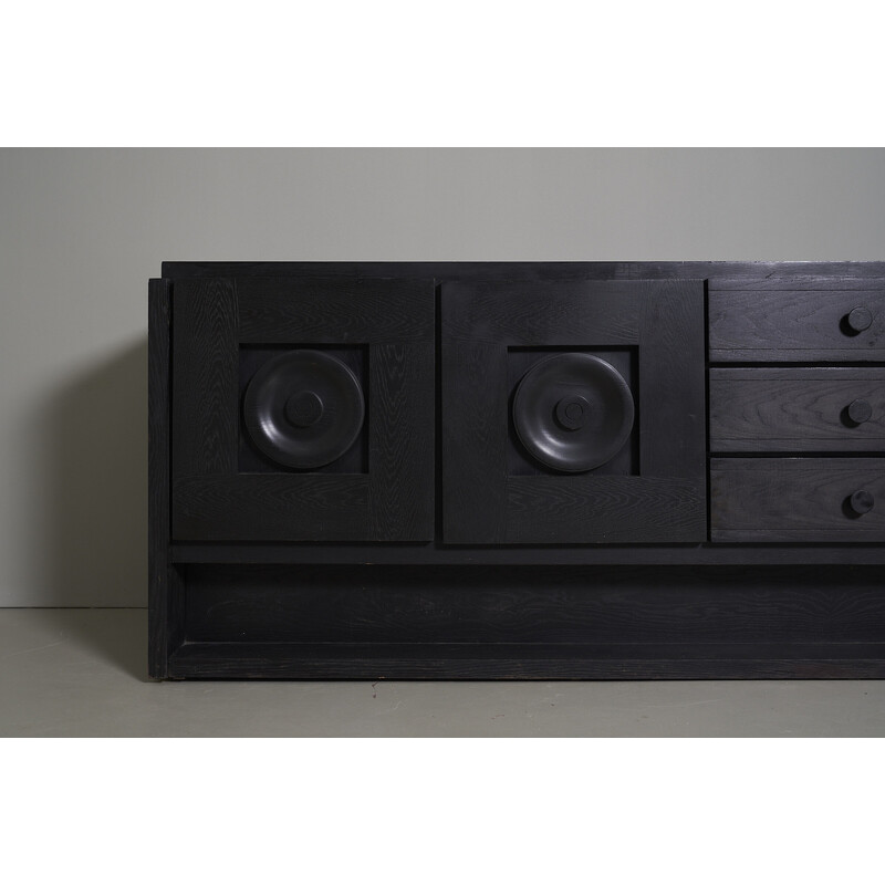 Vintage Brutalist black sideboard by De Coene, Belgium 1970