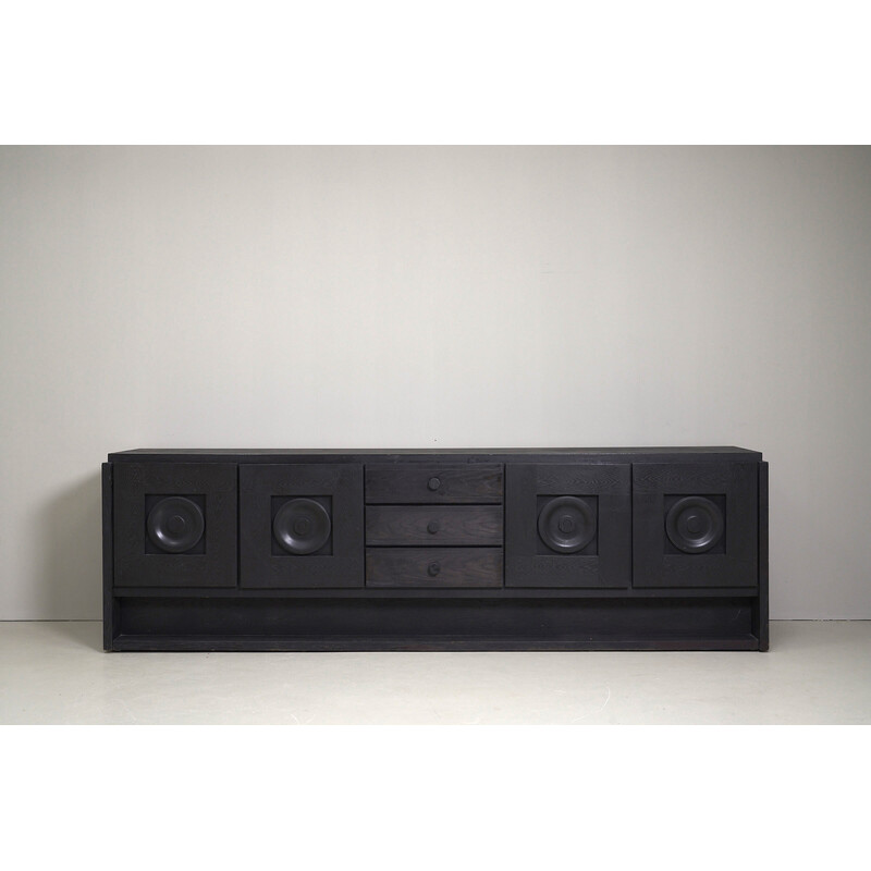 Vintage Brutalist black sideboard by De Coene, Belgium 1970