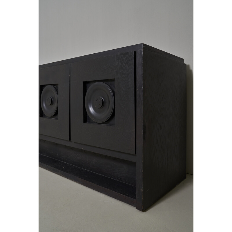 Vintage Brutalist black sideboard by De Coene, Belgium 1970