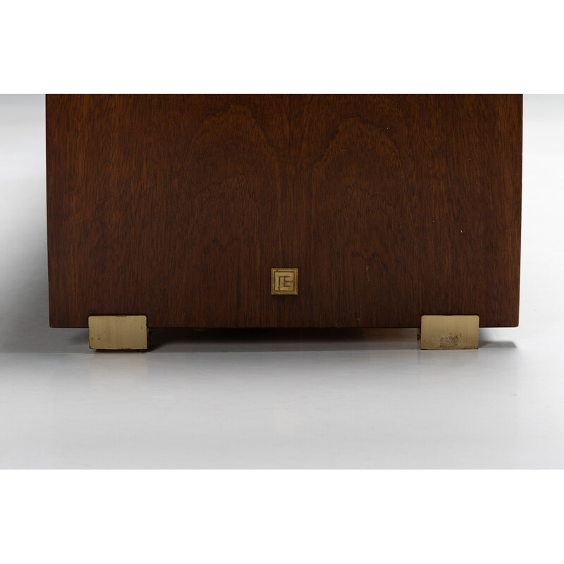 Vintage walnut and brass sideboard by Pierre Balmain, France 1980s