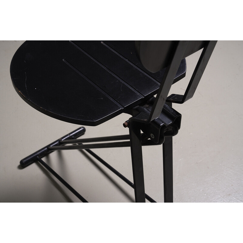 Set of 4 vintage black folding chairs, Italy 1980