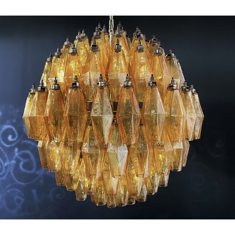 Vintage Murano amber glass chandelier, Italy 1970s