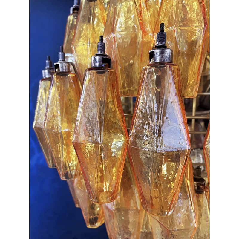 Araña vintage de cristal ámbar de Murano, Italia 1970