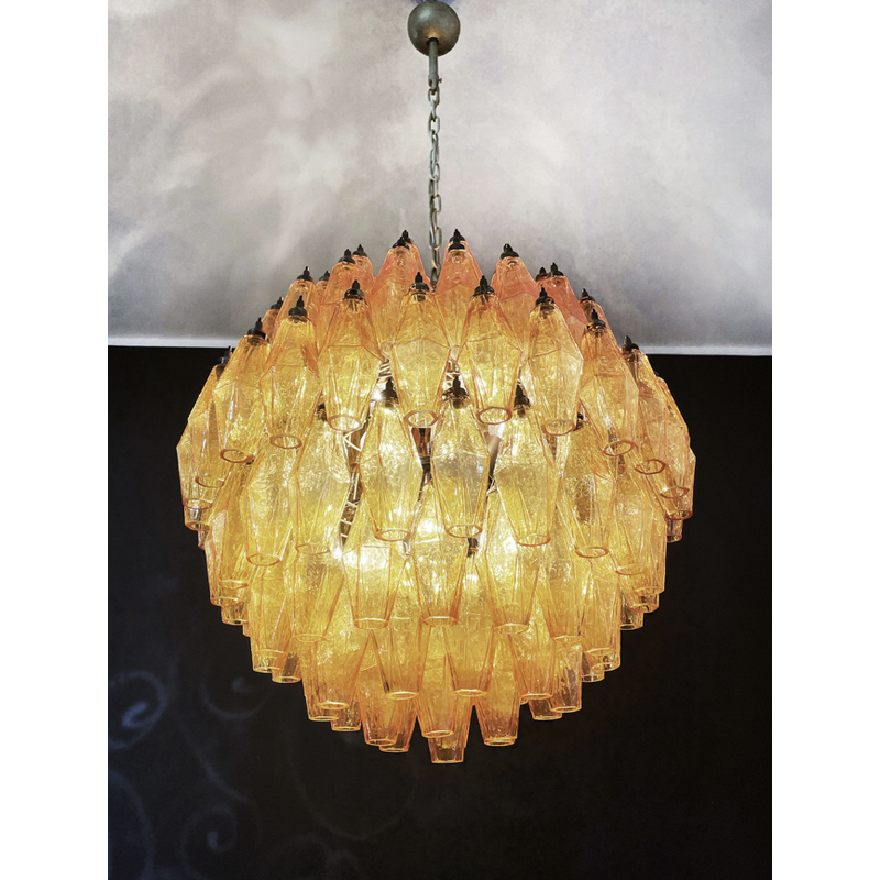 Vintage Murano amber glass chandelier, Italy 1970s