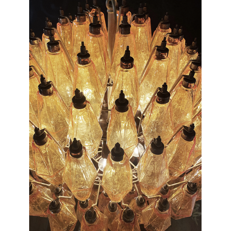 Vintage Murano amber glass chandelier, Italy 1970s